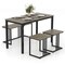 4-Pieces Oak Dining Table Set with Bench and 2 Stools Space-Saving Industrial Kitchen Furniture